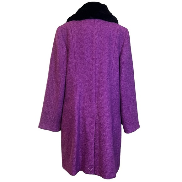 NWT TALBOTS Faux Fur Collar Bouclé Wool Blend Coat, Size Large - Picture 3 of 9